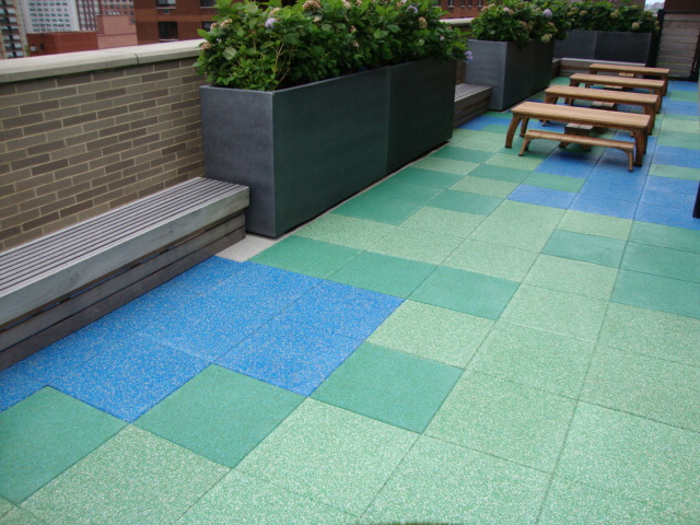 Rooftop Playground Area with Tenant Access Rooftop Playground Tiles Using Custom Blended TPV Material on Top