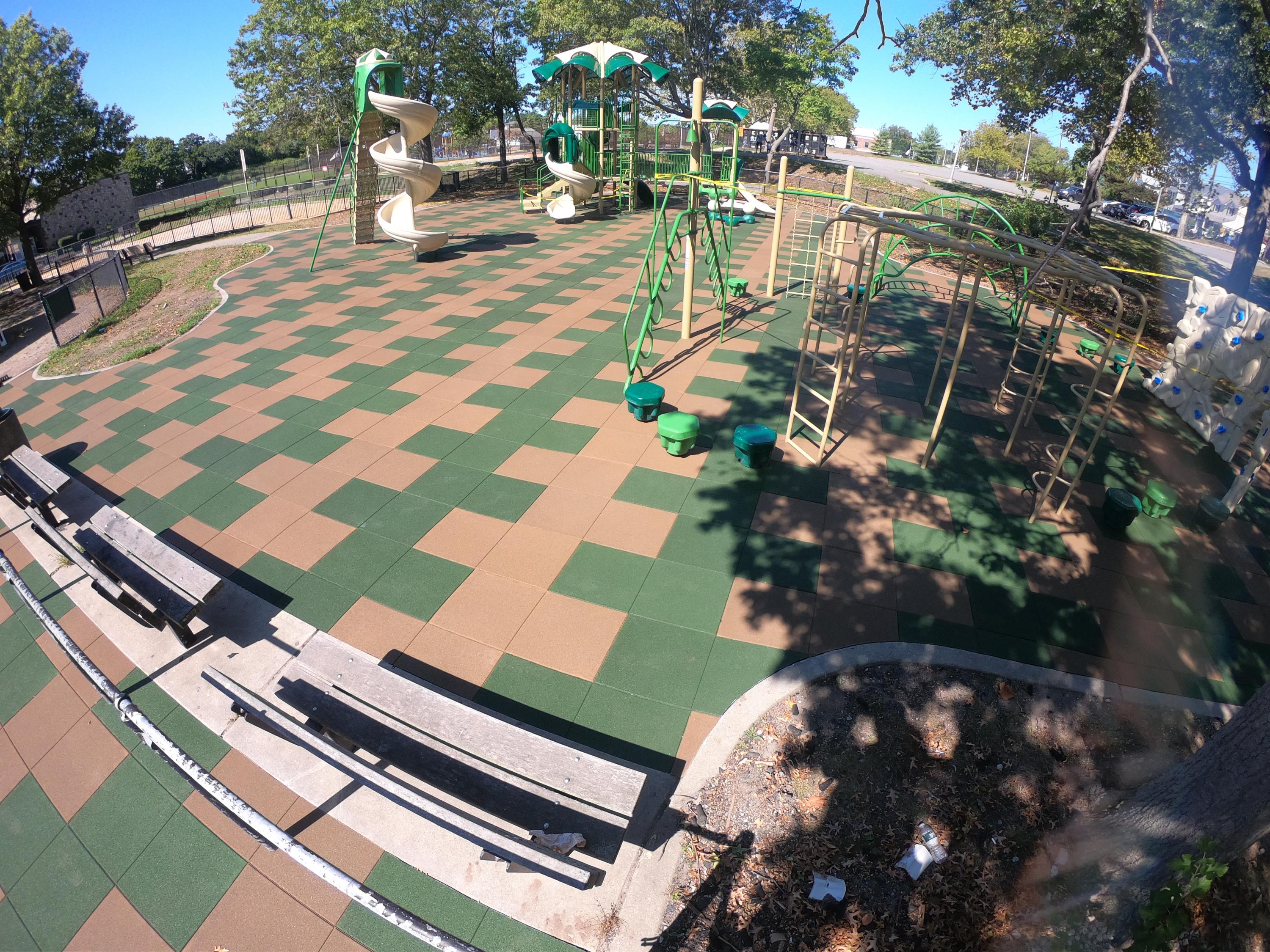 Unity's Interlocking rubber tiles on Park Playground