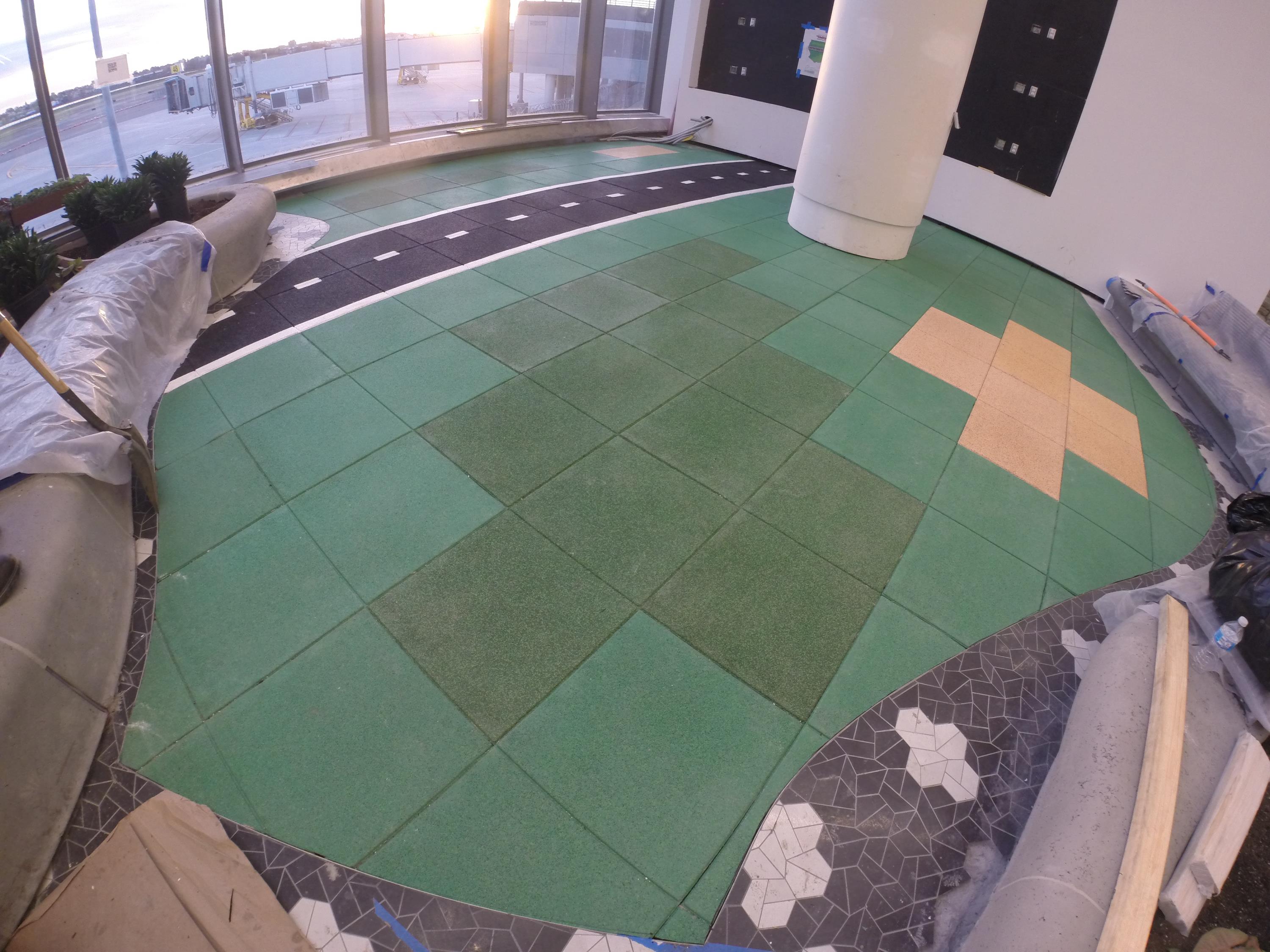 Indoor Acoustical Flooring Installed at NYC Airport b