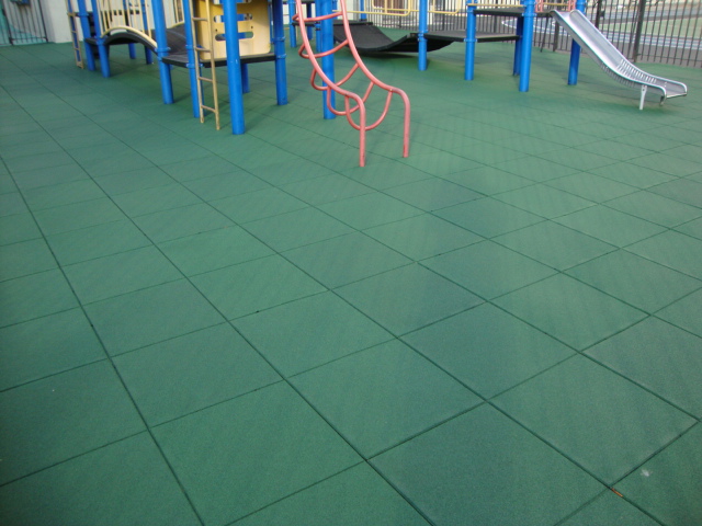 UNITY Rubber Tiles on School Playground in NYC Crumb rubber tile on school playground after PIP failed