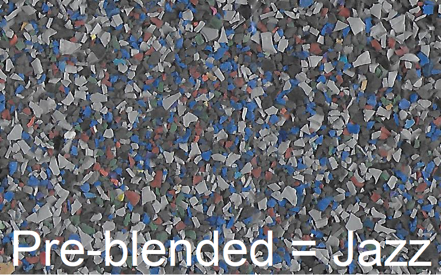 Rubber Tiles with pre blended TPV material on top for less Pre Blended TPV material for use in safety surfacing applications