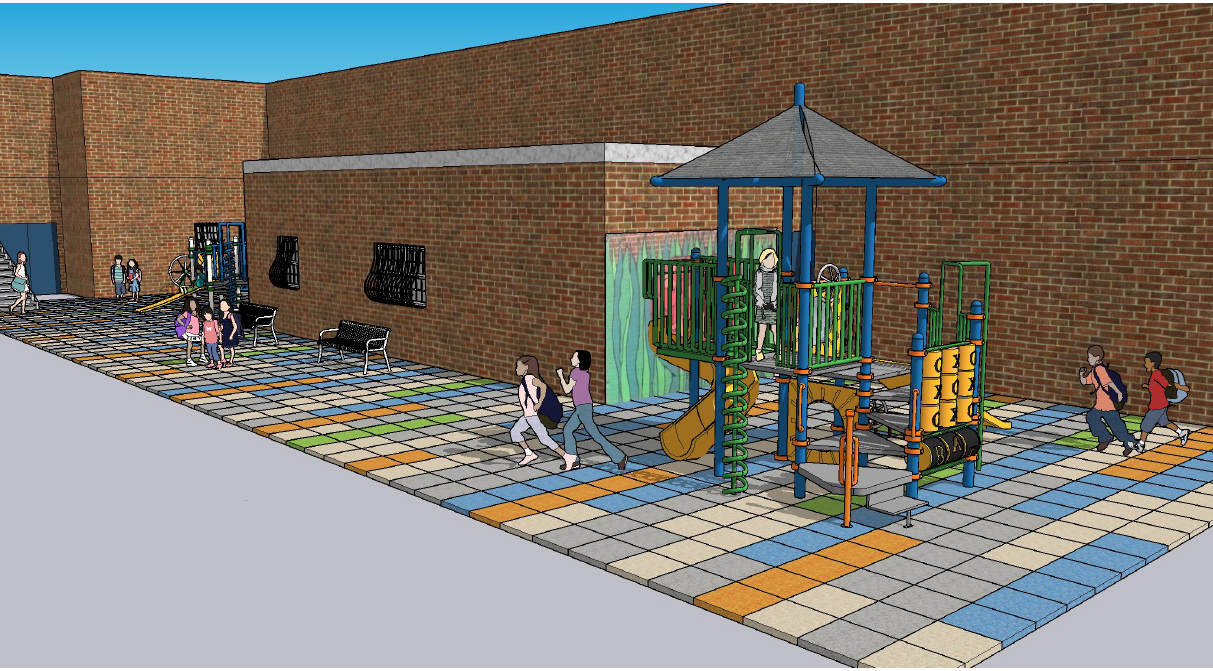 3D Layout of School Playground Project in Bright Beautiful Colors