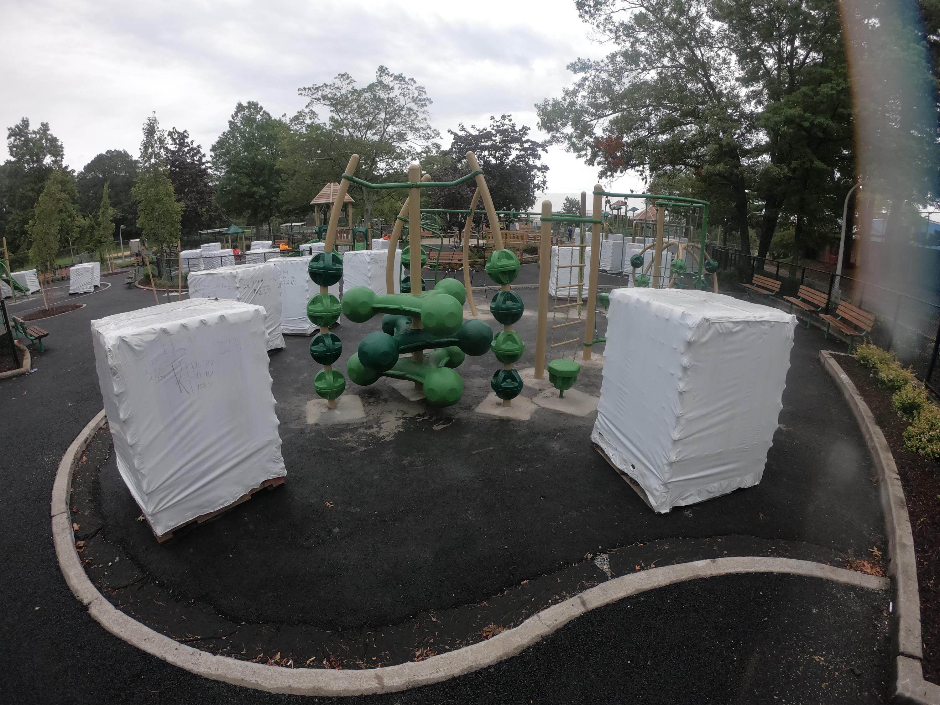 County Park Playground = Using TPV Top Tiles w50% Blue 45% Green 5% Black k