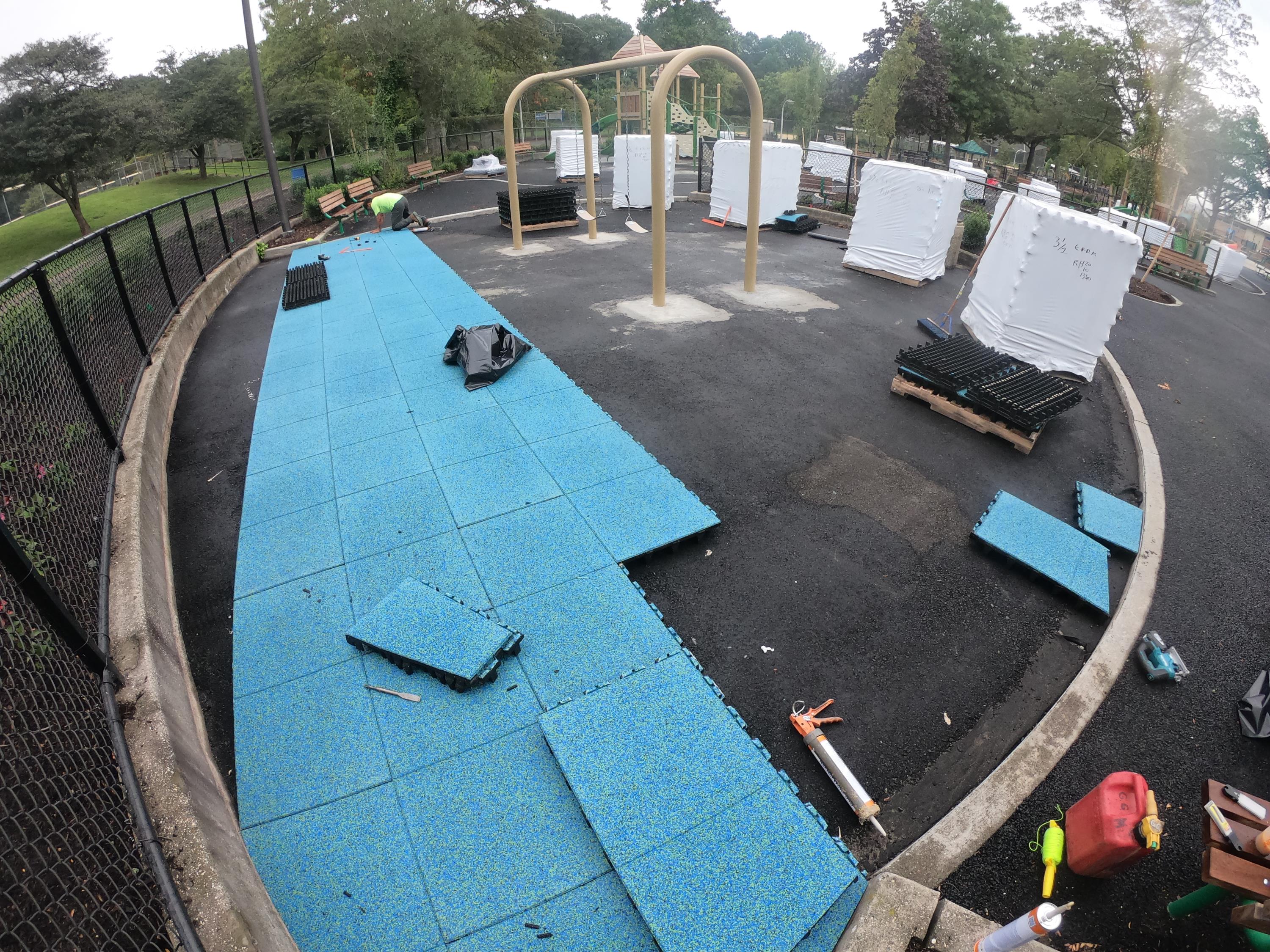 County Park Playground = Using TPV Top Tiles w50% Blue 45% Green 5% Black m