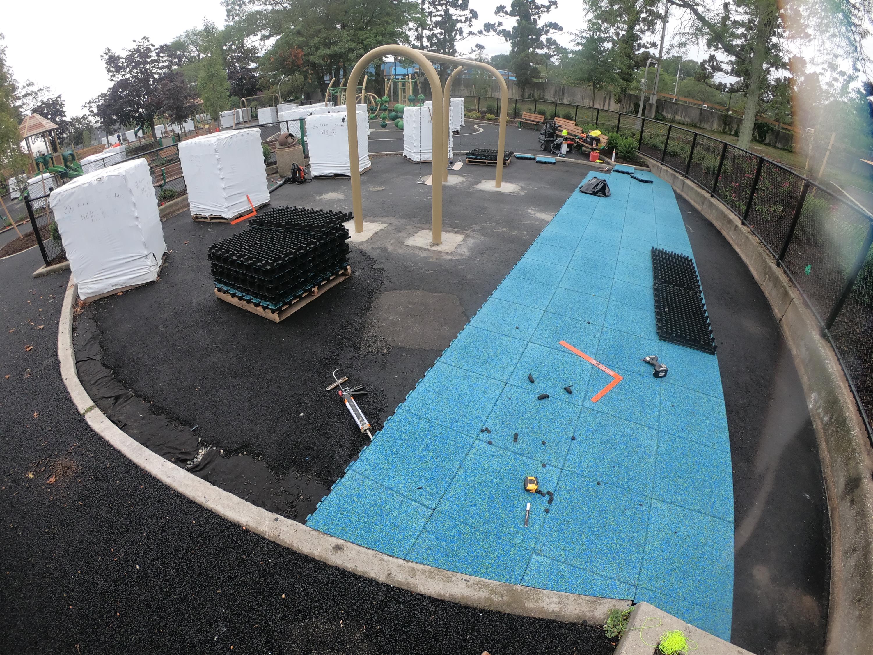 County Park Playground = Using TPV Top Tiles w50% Blue 45% Green 5% Black o