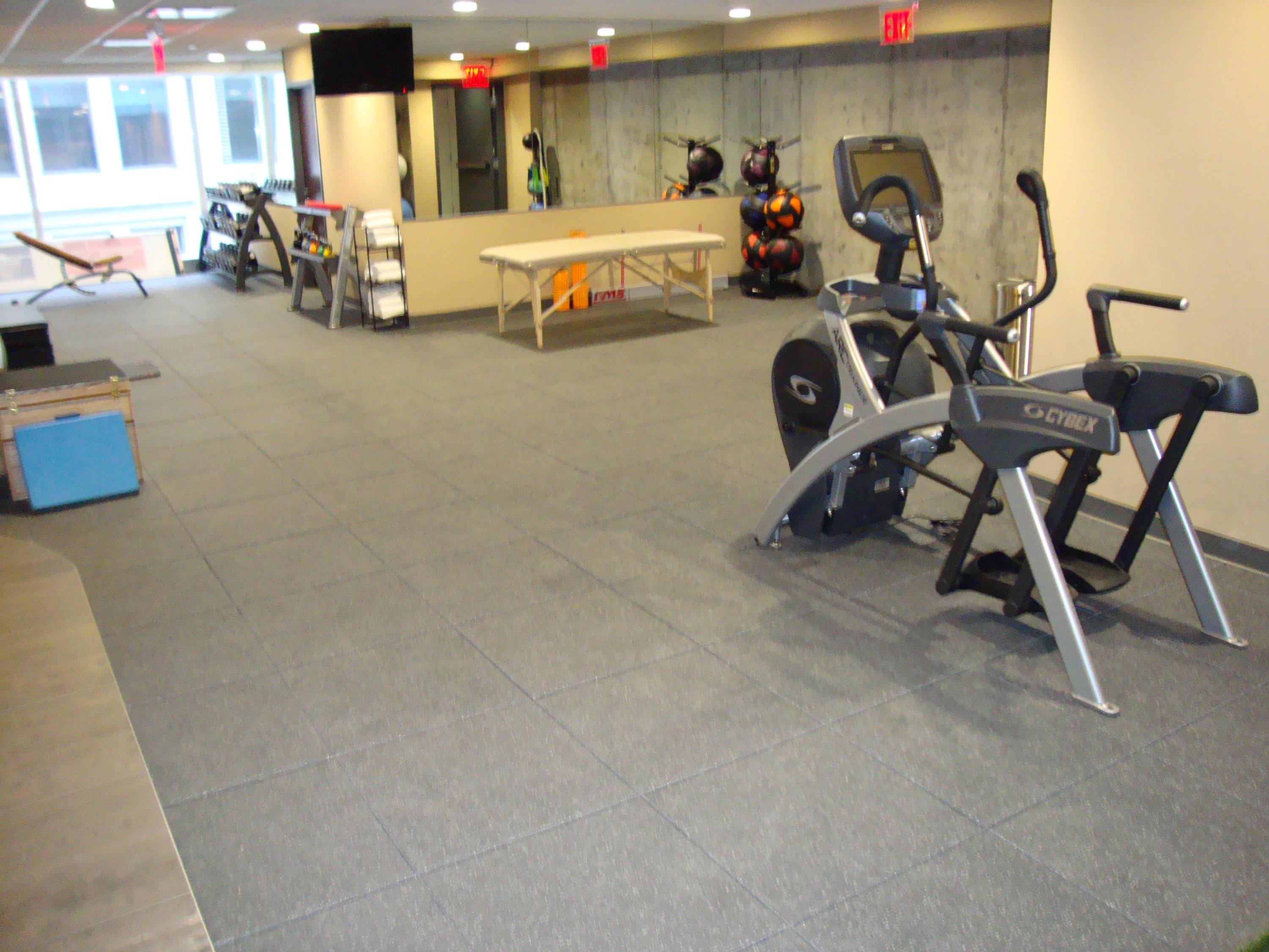 Gym flooring at this commercial high-rise building in NYC