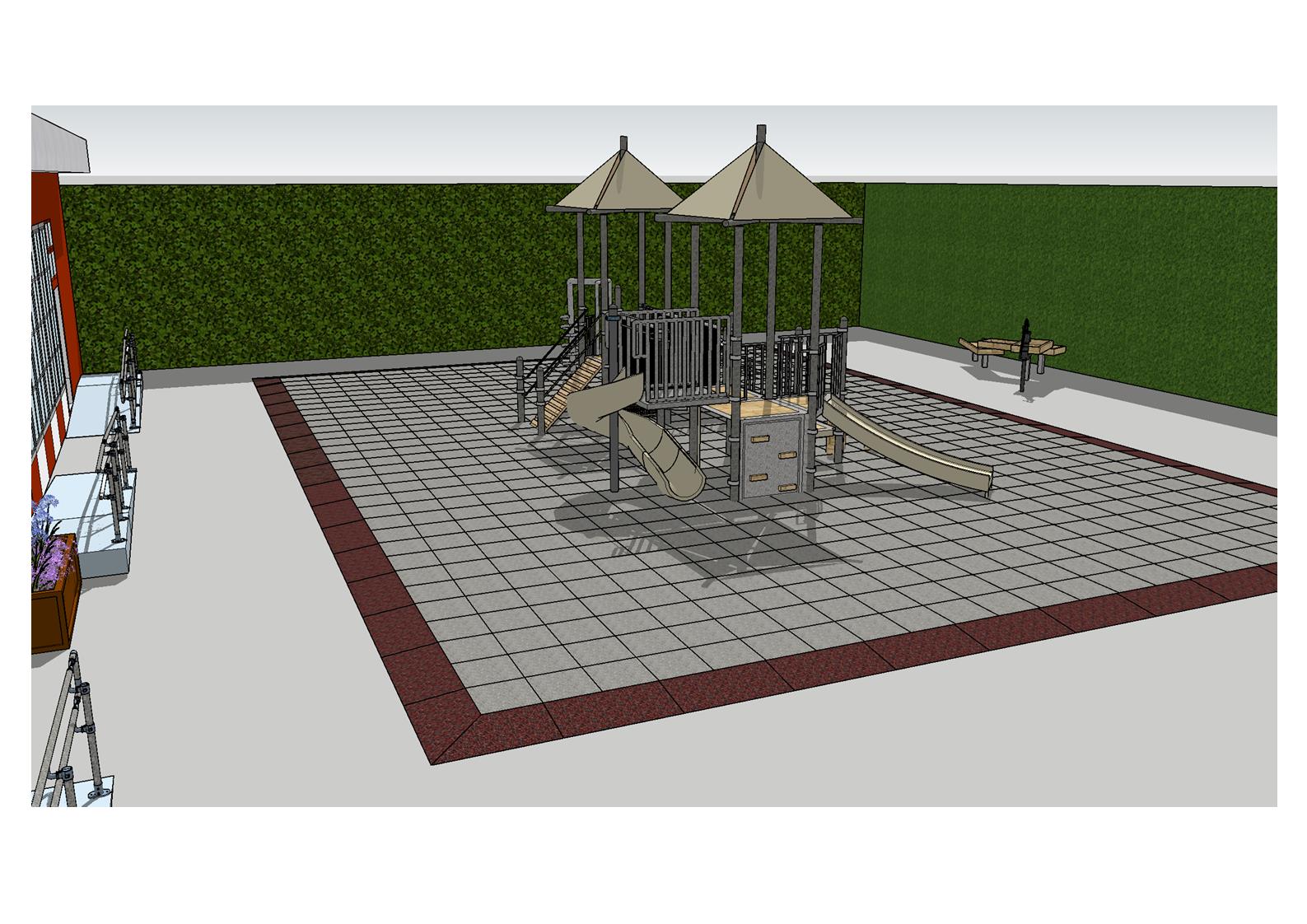 Public School Playground Surfacing Area w/Ramps