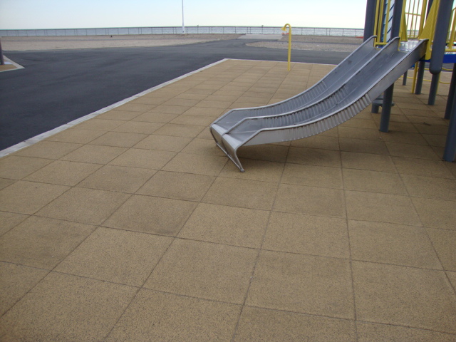 Playground Tiles on the beach that is susceptible to flooding