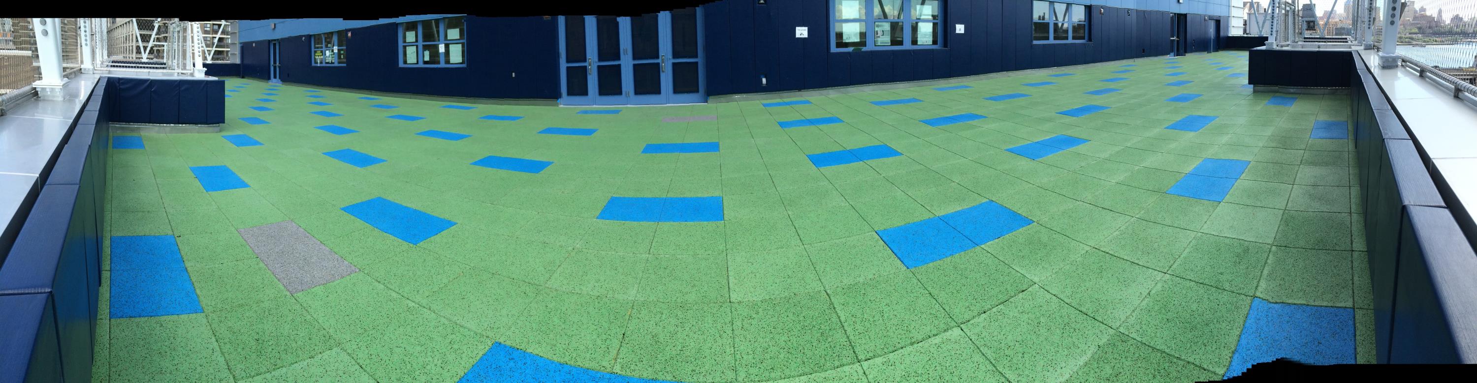 UNITY'S Interlocking Rooftop Playground Tiles Using Solid TPV Top Tiles