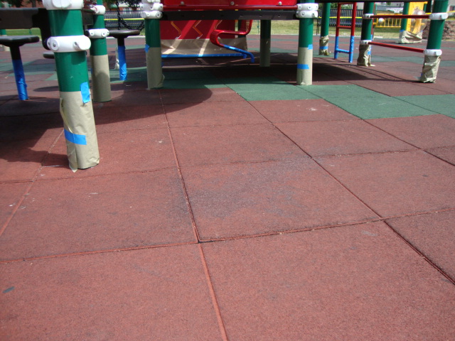 UNITY SURFACING = Showing the prep needed before painting our playground surfacing