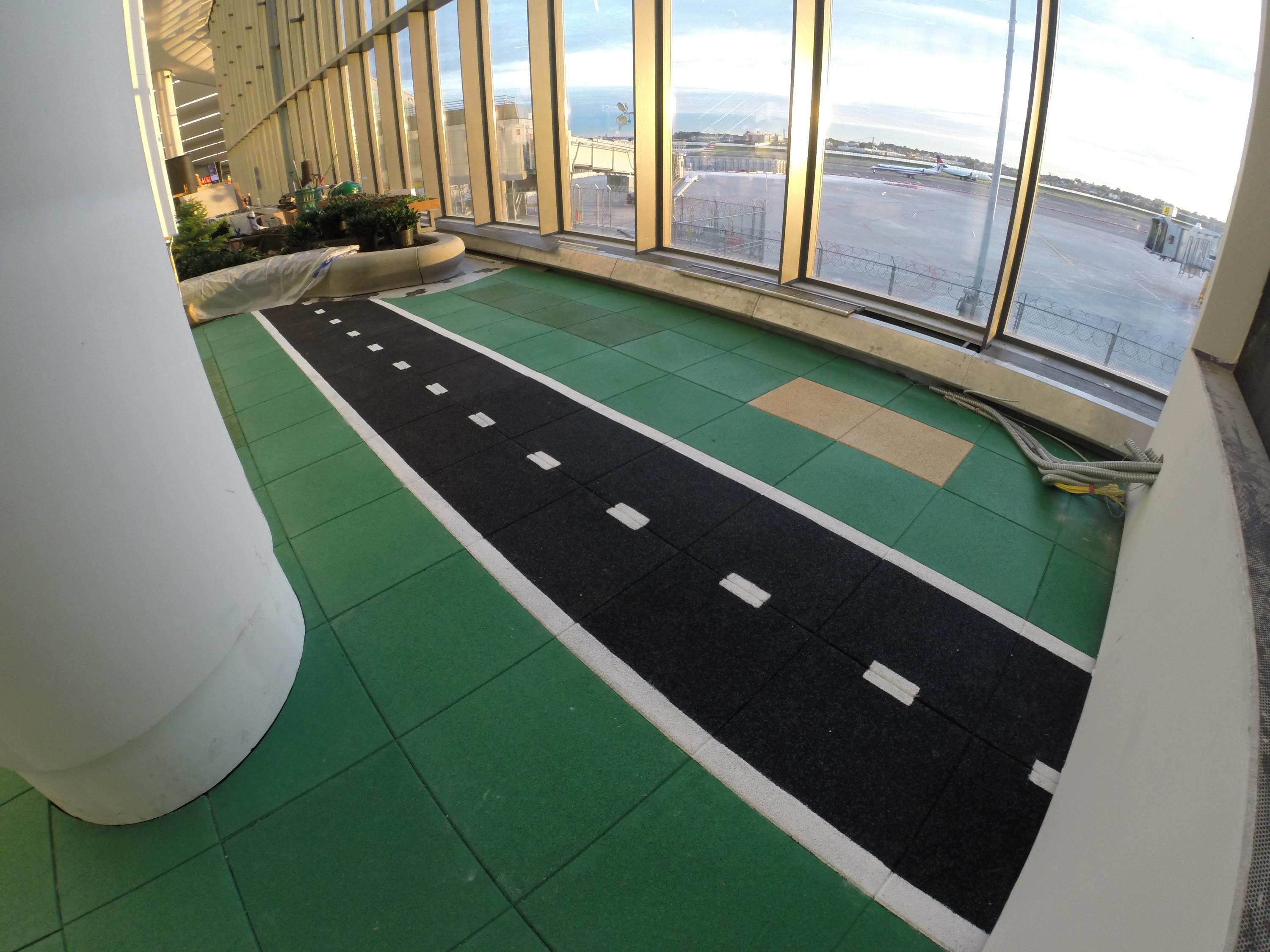 Indoor playground area over the airports utility garage