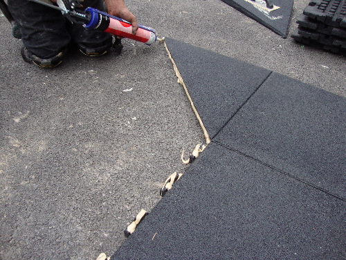 Gluing the sidewall of the cut transitional ramp edge