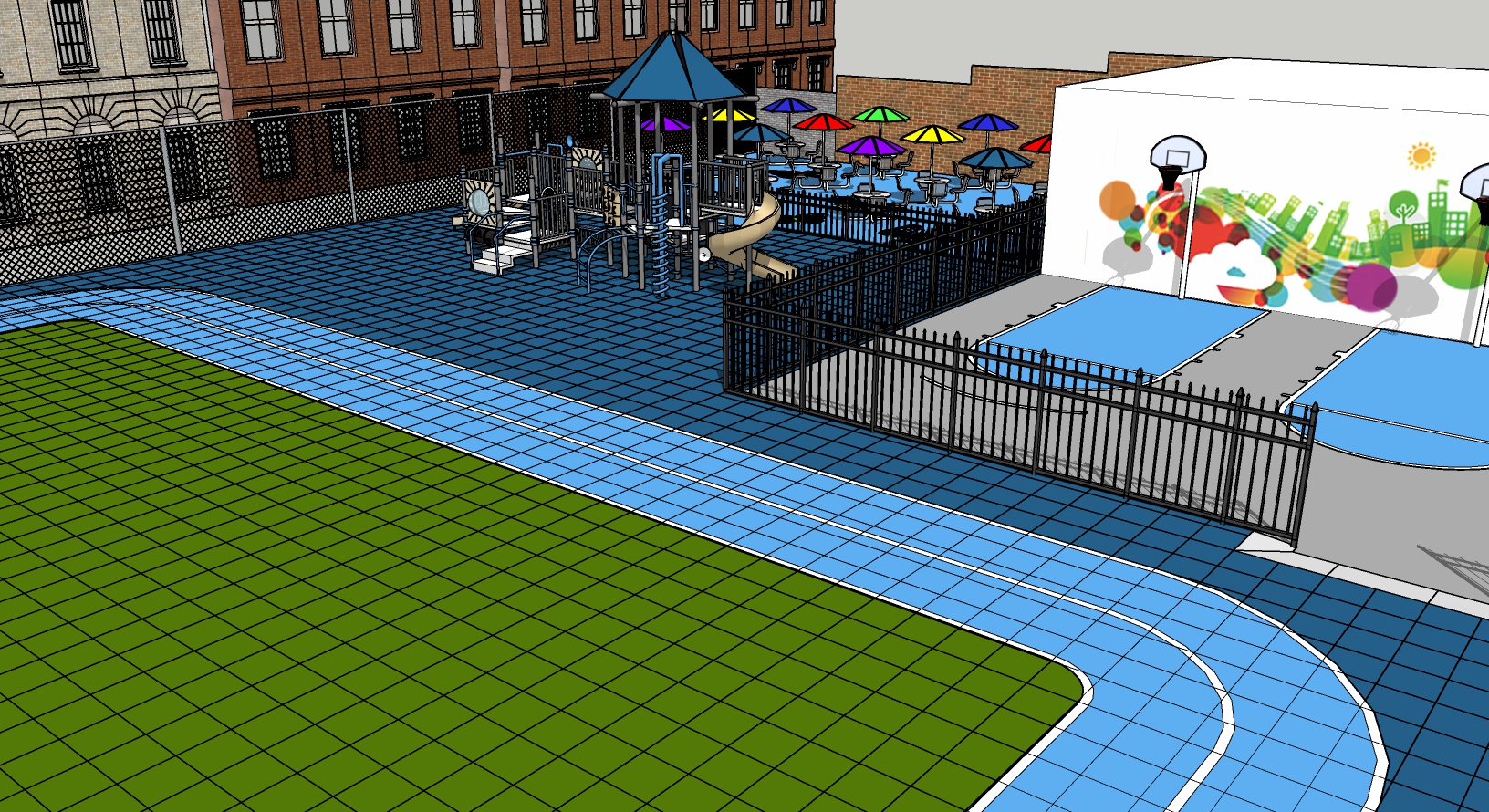 Unity Surfacing - School Playground w/Painted Track