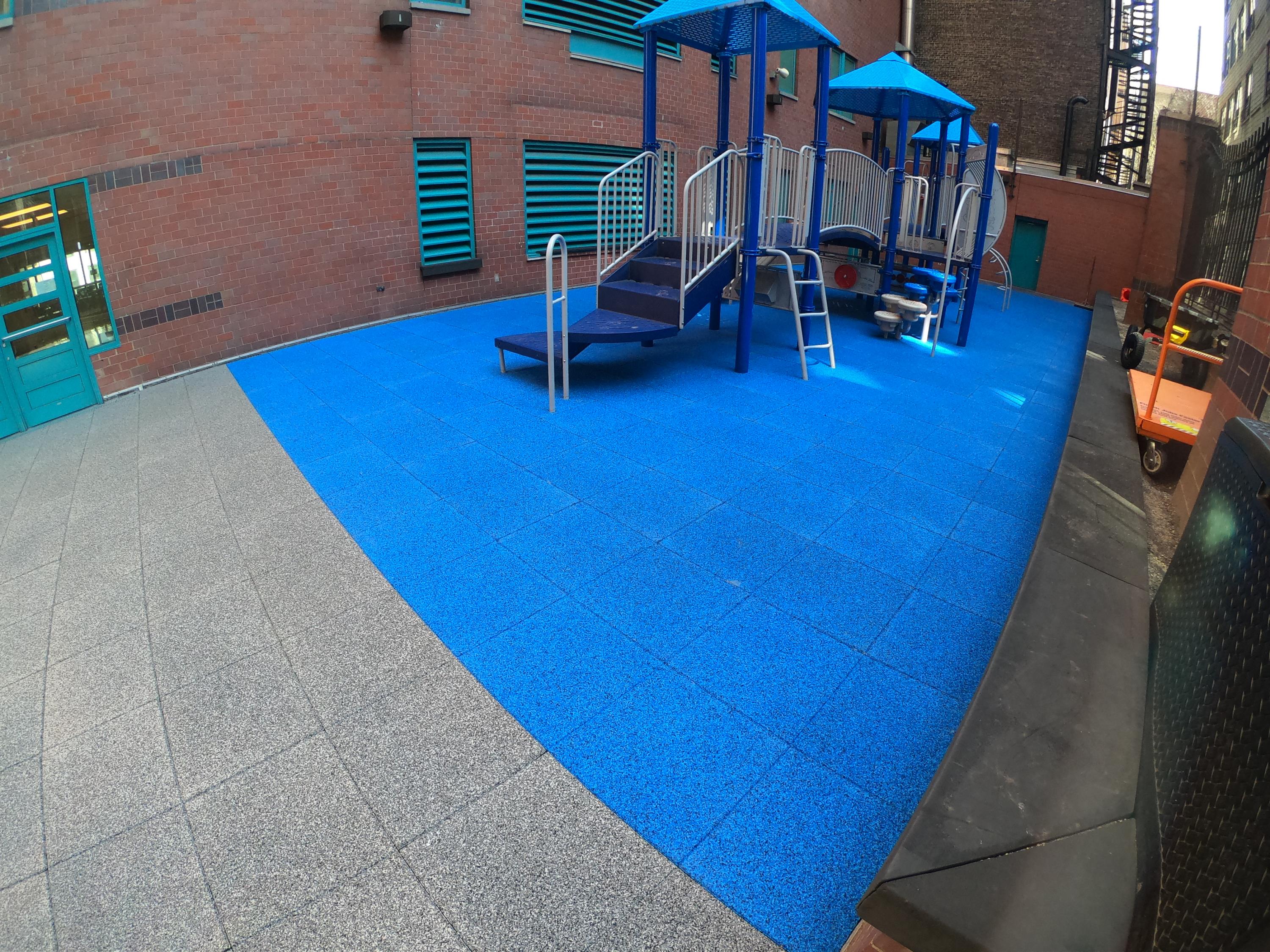 UNITY Surfacing - 2in TPV Top Tiles on SCA Rooftop Playground in NYC (4b)