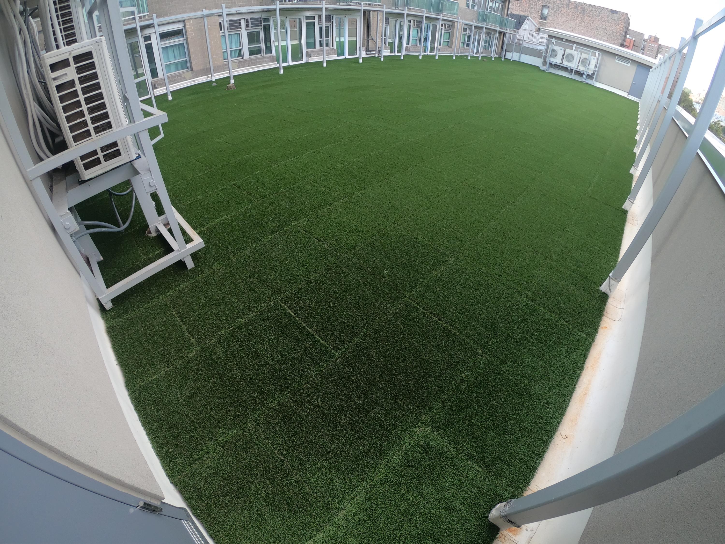 After Image of 3,000 sq. ft. Rooftop using our 2" Thick Turf Tiles