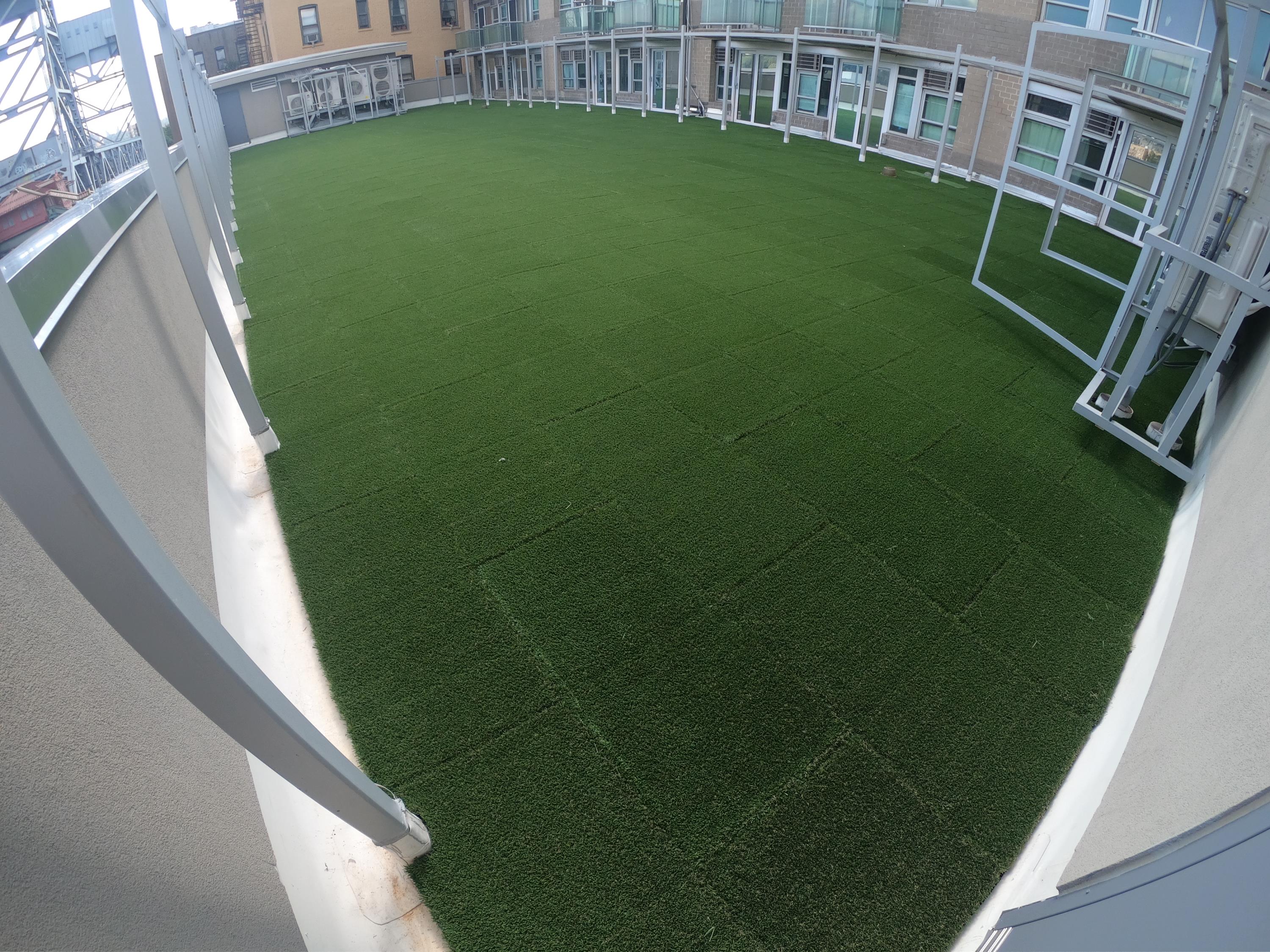 After Image of 3,000 sq. ft. Rooftop using our 2" Thick Turf Tiles