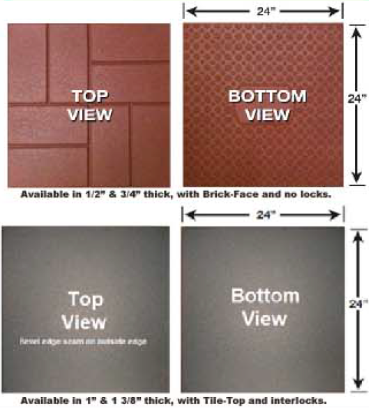 Top and bottom view of our 2X2 Tough-Land Tiles