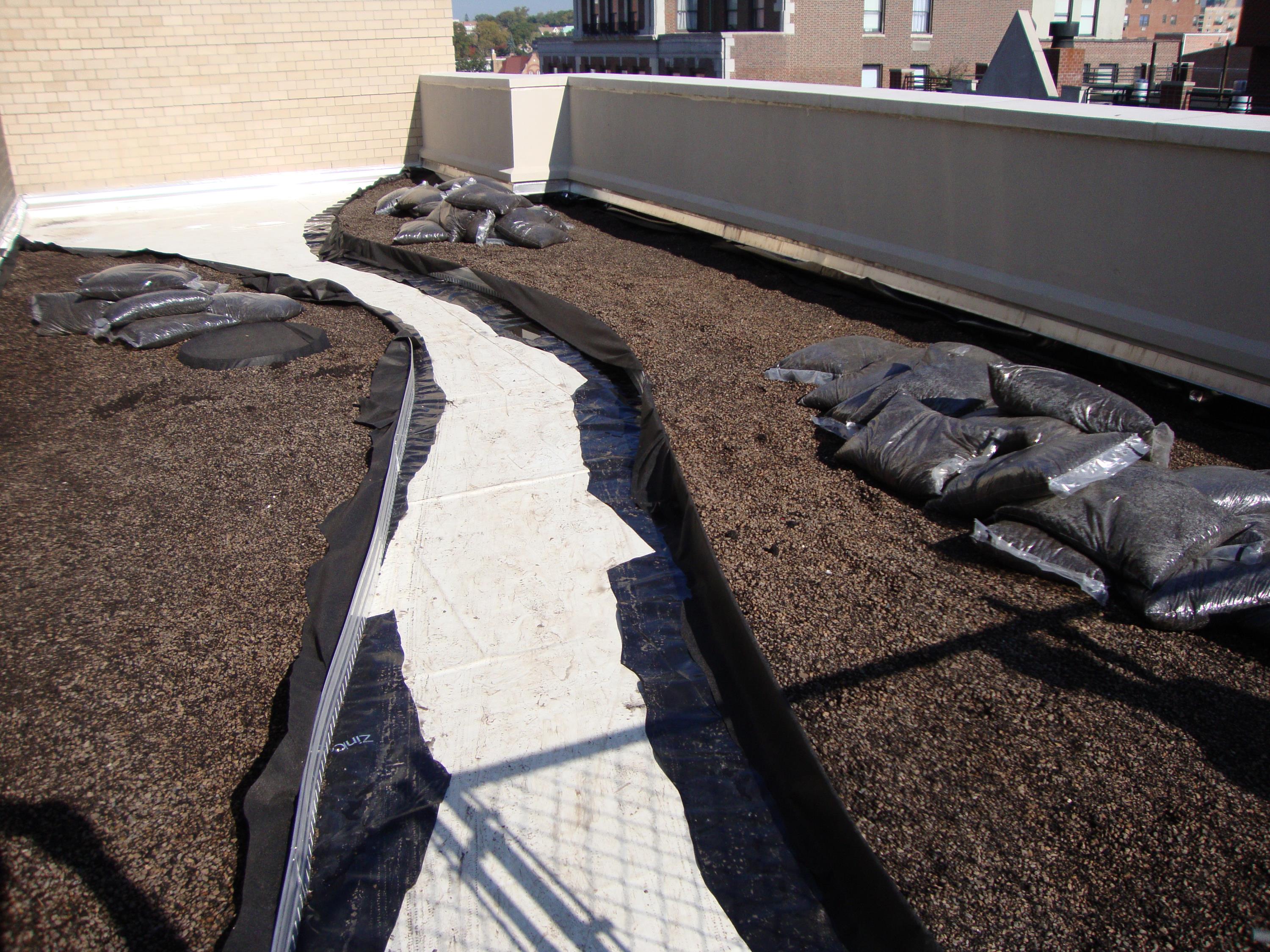 Rubber Pavers On Top Of Green Roof System a