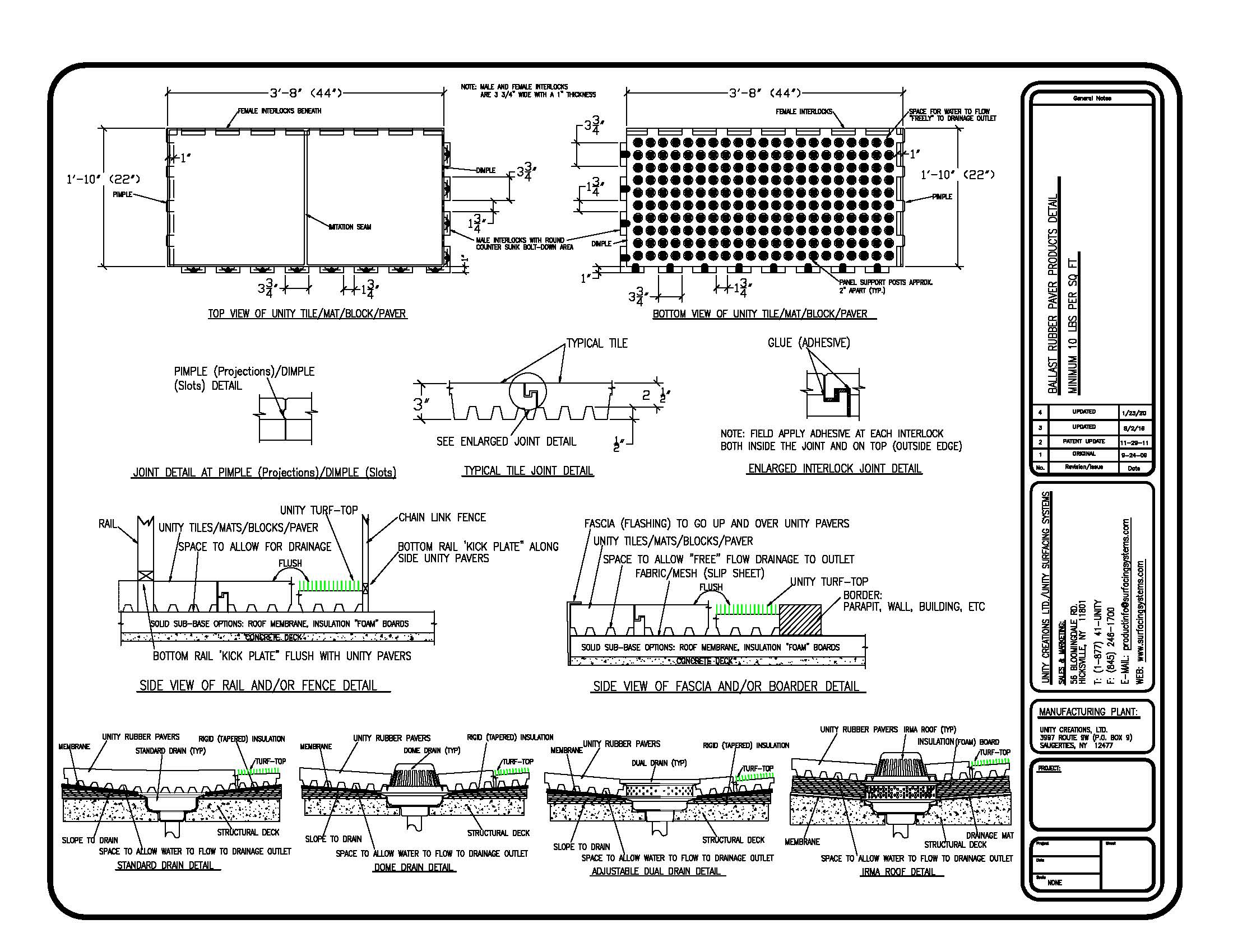 UNITY'S = Ballast Roof Paver Detail From One Thickness to the Next wTURF-TOP