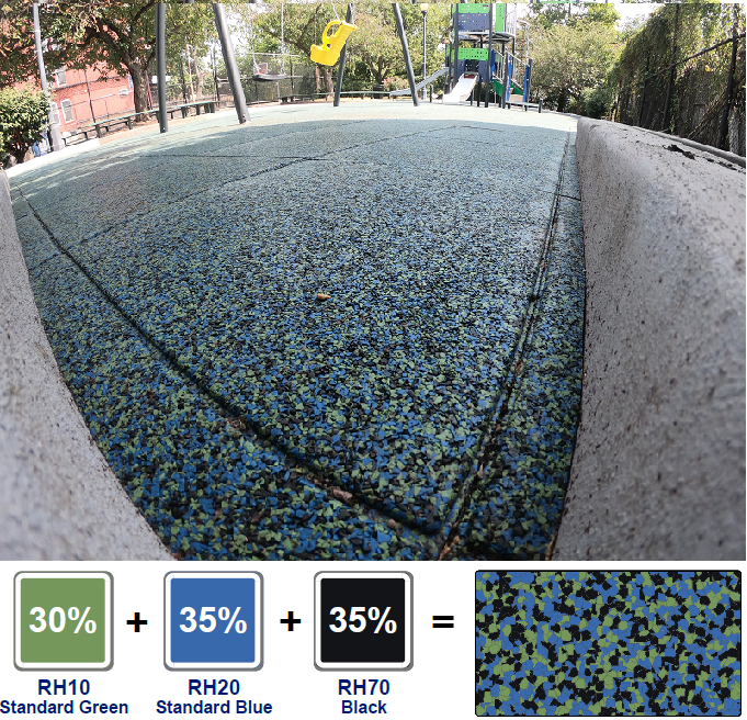Safety surfacing project using TPV chips blended together
