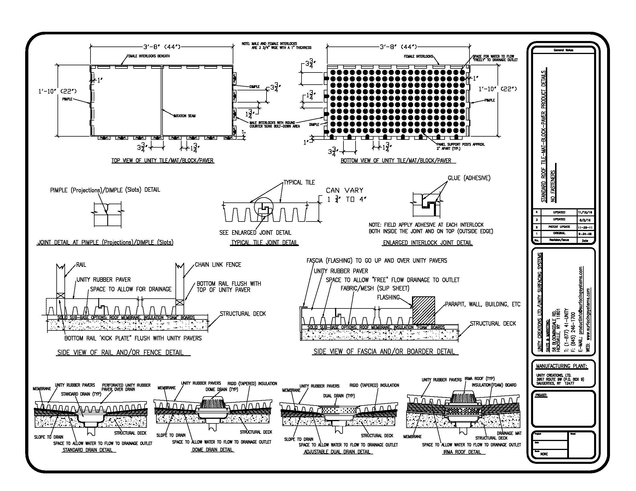 UNITY'S Standard Rooftop Rubber Paver Details 8.5x11