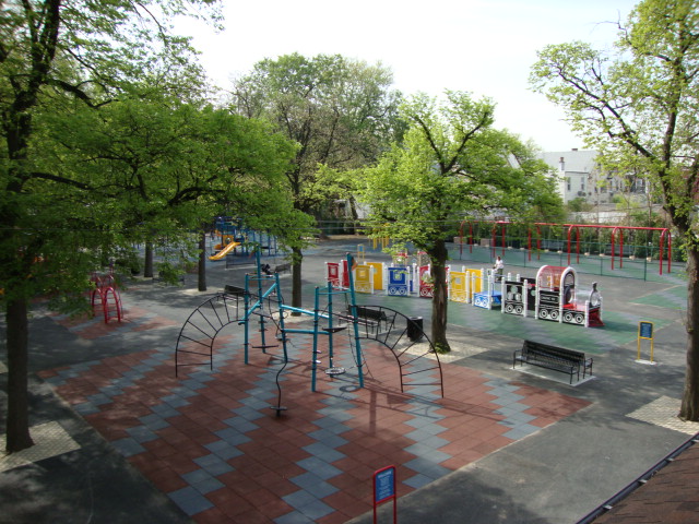 3.5" thick Playground Tile Installation that is counter-sunk