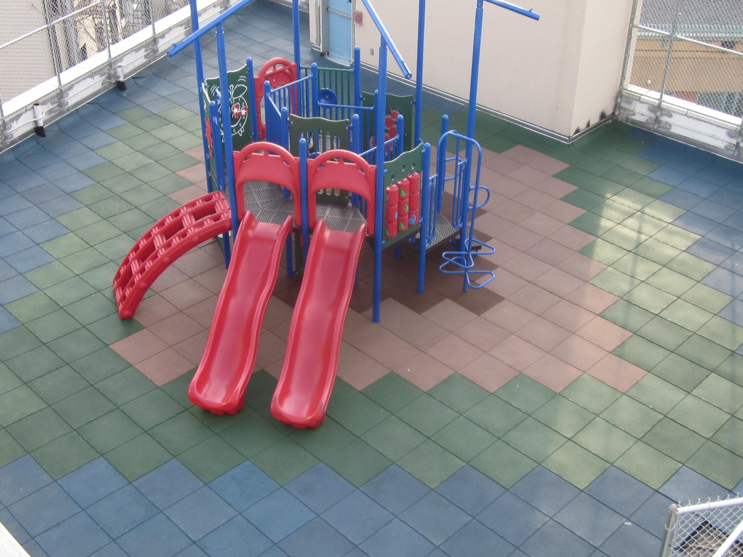 Rooftop Playground with Equipment On Top in Diamond Shapes