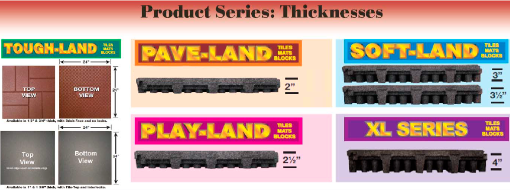 UNITY Pavers - Product Series, showing different thicknesses available UNITY Pavers - Product Series, showing different thicknesses available