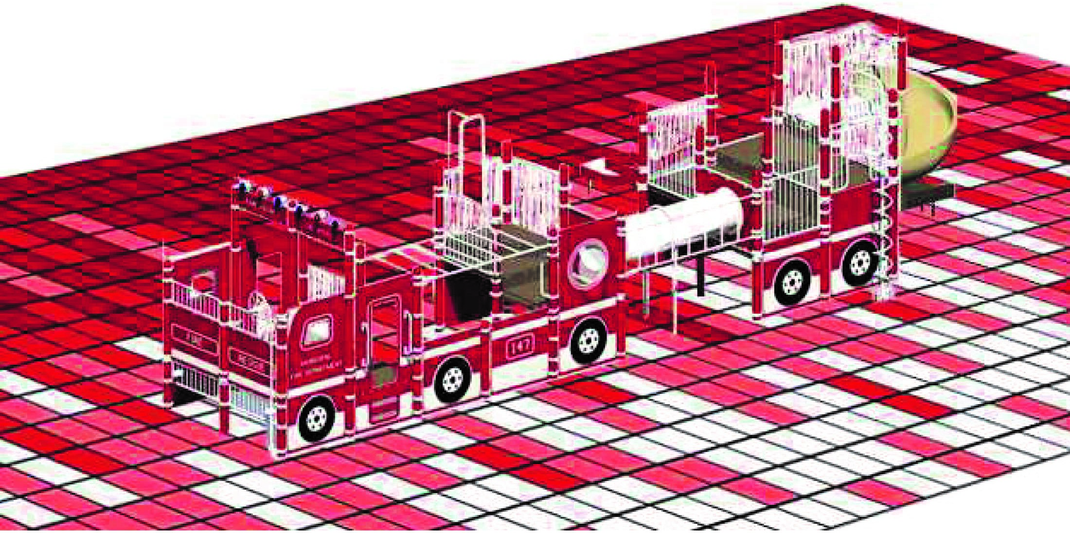 Unity Surfacing - R29 Fire Truck Playground Using Custom Blended TPV Top Tiles