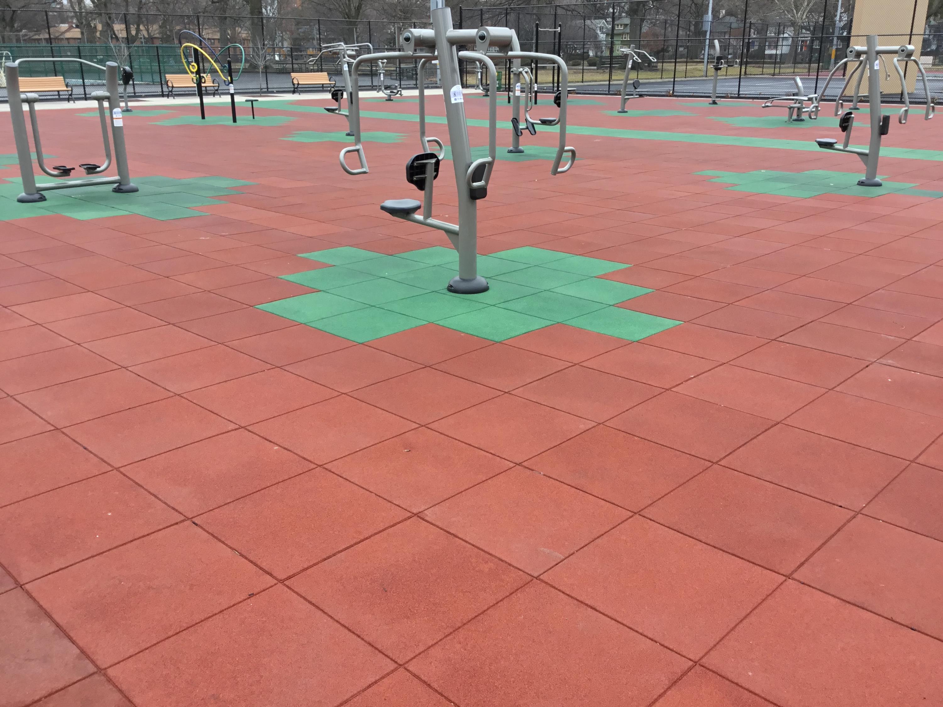 Unity on Muni Park Outdoor Fitness area using Pigmented Interlocking Tiles 4